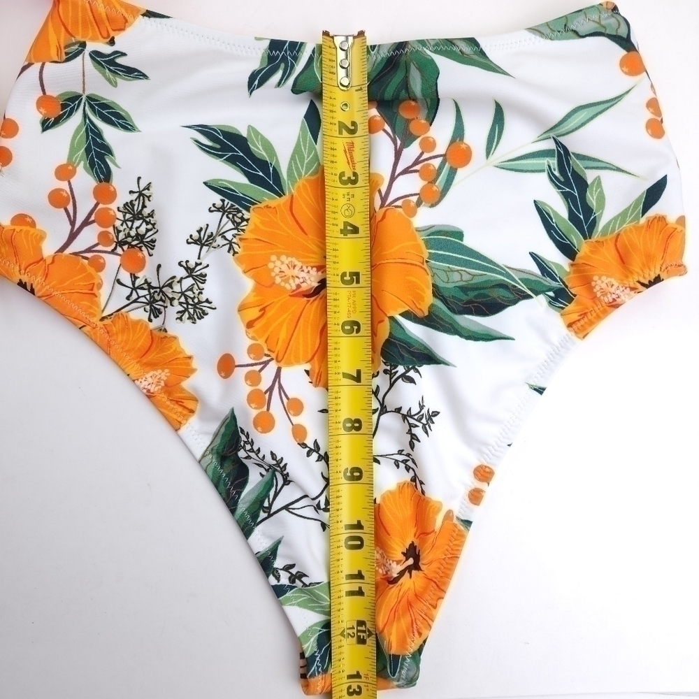 New Orange Floral 2pc Swimsuit Sz  XS / S - Picture 10 of 16